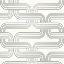 Arthouse - Retro White Grey Link Chain 60s 70s Vintage Effect Wallpaper Geometric