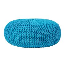 Großer Strickpouf 100% Baumwolle, Türkis - Homescapes