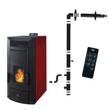 Sannover - Stufa A Pellet Idraulica A Tenuta Stagna Anita 21 Kw Bordeaux + Kit Di Installazione