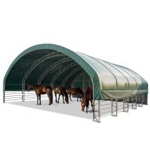 Toolport Box Cavalli 10x10 M Telo In Pvc 2300 Newton Tenda Da Pascolo - Fissaggio Per Cemento - Aperto Sul Davanti - Verde