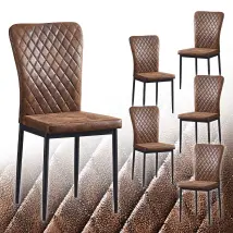 Ainpecca - Set Of 6 Suede Dining Chairs High Back Kitchen Counter Chairs Home & Restaurants& Lounge Leisure&living Room(brown,4)