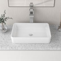 Bathroom Sink, Deervalley Ceramic Rectangular Bathroom Vessel Basin, White Cloakroom Hand Wash Basin For Bathroom 47.5 X 37.5 X 13cm