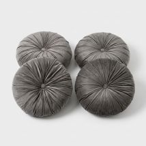 Lot De 4 Coussins Ronds 40 Cm Pour Canapé En Polyester Et Velours Artemis Yes - Gris Foncé