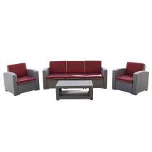 Chillvert - Set Da Giardino Treviso Resina 1 Divano + 2 Poltrone + 1 Tavolo Grigio Chiaro