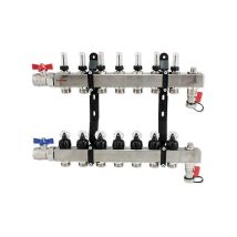 Edelstahl-verteiler Für Fußbodenheizung Für 7 Kreise Mit Topmeter Und Zubehör