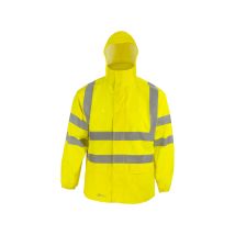 Warnschutz-Regenjacke XL – 100 % Polyester – EN 20471 Klasse 3 – Wasserdicht – Reflektierende Elemente – Ideal für den professionellen Einsatz