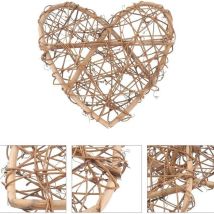 2-piece Retro Wooden Love Garlands/rings-rattan Complex Ornaments, Suitable For Weddings, Valentine's Day And New Year Decorations-wooden Garlands And