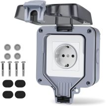 Inhhub - Toma De Corriente Para Exterior De 1 Unidad, Ip66, Resistente A La Intemperie, Con Contacto Protector, Para Cocina, Garaje, Piscina Y Jardín.