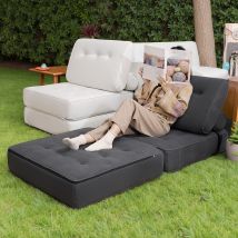Folding Sofa Bed With Cushions, Foldable Armchair With Backrest, Portable Single Sofa Bed For Living Room & Office 190x85cm, Dark Grey