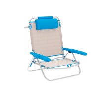 Marbueno Silla Plegable 5 Posiciones Aluminio Beige Azul