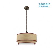Fabrilamp Natürliche/rote Hängeleuchte Mit Schirm 2 Lichter Modell Roque