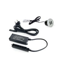 Kit Di Connettori Di Ricarica Usb Plugy, Include Convertitore E 2 Usb Tipo A, Diametro 25 Mm, Tecnoplastica, Grigio Metallizzata - Emuca
