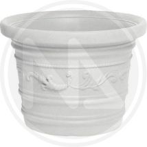 Des - Vaso Tondo Festonato In Resina Colore Bianco Doppio Bordo Diametro Cm. 60
