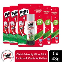 Pritt - Child-friendly Glue Sticks For Arts & Crafts Activities 43g, 5 Sticks
