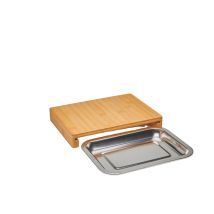Tagliere In Bambù 28,5x21cm + Cassetto In Acciaio Inox - 09950g - Nogent 3 Etoiles