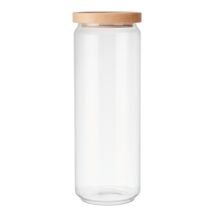 Kitchencraft Idilica Bocal De En Verre Avec Couvercle De En Bois De En Hêtre, Bocal Hermétique En Verre Avec Couvercle De En Bois Pour Le Rangement Et