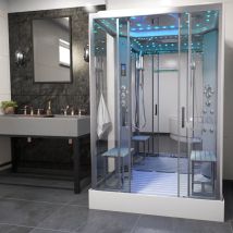 Platinum Twin Steam Shower Cabin Enclosure Rectangle 1400x900mm Chrome - Insignia
