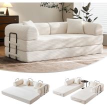 Canape-lit 5 En 1 Convertible 2 Place - Fauteuil Canapé-lit Pliant Modulaire En Velours Côtelé Avec Accoudoirs Et Coussin - Canapé Compressé Compact 
