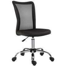 Vinsetto Chaise De Bureau Ergonomique Fauteuil De Bureau Hauteur Réglable Piètement Chromé Pivotant 360° Revêtement Maille Noir-noir