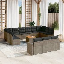 Torana - Vidaxl Set Divani Da Giardino 14pz Con Cuscini In Polyrattan Grigio