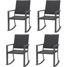 Yodolla Gartenstuhl, Außen Rattan Feuerschale Terrassestühle Mit Armlehnen & Metallrahmen, 4 Stk.