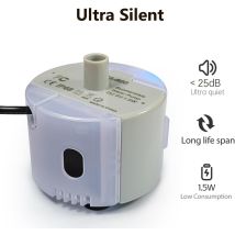 Bomba De Agua Para Fuente Para Gatos, Extremadamente Silenciosa (≤25 Db), Ip68 Resistente Al Agua, Bajo Consumo (1,5 W), Compatible Con Balimo Fuentes
