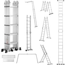 Teeno Escalera Multiusos 7 En 1, 4x5 Escalones 5.82 M De Aluminio, Escalera Multifunción Con 2 Plataformas Y 2 Ruedas Rimovibili, 20 Peldaños, Carga 