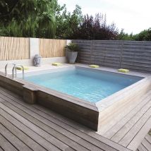 Piscine Bois Waterclip Carrée 520x520x147 Cm Solta – 27m³ – Filtration Incluse – Skimmer Alu Éclairage