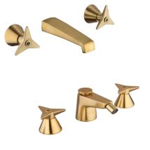 Conjunto Mezclador De Lavabo Y Bidé De Pared 3 Agujeros Color Latón Cepillado Mamoli Gio Ponti Kitgiog5