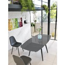 Mesa Extensible De Vidrio Templado Con Parte Superior Gris 120/180x90h Cm
