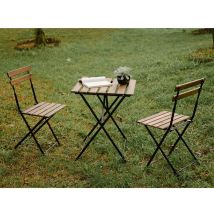 Gdlc - Ensemble De Comprimés Avec 2 Chaises En Acier Et En Bois Balcon Jardin Bistrot Woody