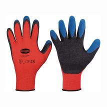 Stronghand - Guantes Tip Grip Talla 9 Rojo / Negro / Azul (por 12)