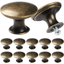 12pcs Poignée De Meuble Bouton De Porte Laiton Vintage Boutons De Tiroir Pour Tiroir Armoire Meuble De Cuisine Poigné De Placard Bronze 30mm