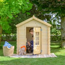 Timbela - Casa De Madera Para Niños Exterior (sin Piso) - Casetas De Jardín Para Niños - 111 X 113x A121 Cm - (tetto-colore Verde) M570z-1