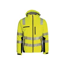 ASATEX Winter-Warnschutzsoftshelljacke – Größe XL – gelb-schwarz – 96% Polyester, 4% Elasthan – Wassersäule 8000 mm – Atmungsaktivität 800 g/m²/24h