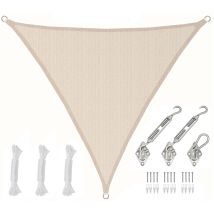 Amanka - 3x3x3 Vela Solare Triangolare Traspirante - Tenda Da Sole Con Fissaggio Inox