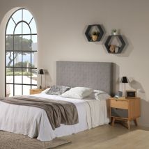 Testiera Rivestita In Tela Malta 140x60 Cm Color Grigio, Imbottita Con Spuma, Rifinita Con Effetto Capitonné, 8 Cm Di Spessore, Kit Montaggio Incluso
