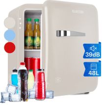 Klarstein - Mini Fridge For Bedrooms, Food, Drinks, Beer & Skincare Fridge Cooler, Vintage Design Drinks Fridge, 48l Table Top Fridge W/ Adjustable 
