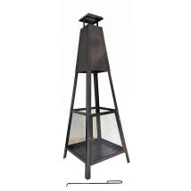 Kekai - Camino Uso Esterno Akita Totem 40x40x140 Cm In Acciaio Design Piramidale E Attizzatoio