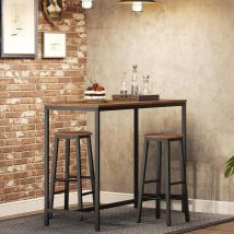 Bar Stools Set Of 2, Kitchen Breakfast Bar Chiars, Industrial 63 Cm Height Stools For Dining Room, Kitchen, Solid And Stable, Rustic Brown And Black 