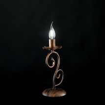 Bonetti Illumina - Lampe De Table En Fer Noir Avec Décoration Cuivre Une Lumière 13x H28cm