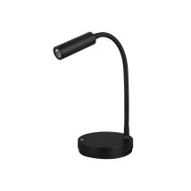 Lampada Da Tavolo Led Stem - 5w, Luce Calda, Per Scrivania, Lettura E Comodino, Ricarica Wireless, Testa Orientabile - Colore Nero - Beneito Faure