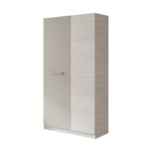 Usinestreet - Guardaroba, Armadio Per Camera Da Letto A 2 Ante Battenti, Mobile Con 3 Ripiani E Barra Appendiabiti, Cm 90x52h200, Bianco E Marrone