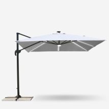 Parasol Déporté Carré 3m² Avec Lumière Led – Protection Anti-uv 330 G/m² – Mât En Aluminium – Ombre Ajustable 360° – Elios Parasols
