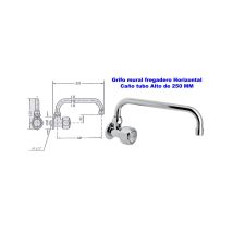 Rubinetto A Parete Orizzontale Con Bocca Alta 24 Cm Genebre 68093 114566