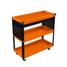 T-Mech – 3-Tier Tool Trolley – Powder Coated Steel – Orange – 150kg Load Capacity – 9.6kg Weight – 6 Hooks