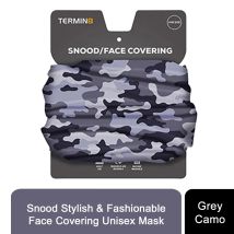 Termin8 Unisex Multifunctional Snood And Face Covering Mask, Grey Camo