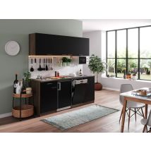 Cucina Cucinino Cucina Singola Rovere York Nero Oliver 195 Cm Respecta