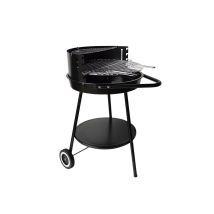 Barbacoa De Carbón Redonda Con Ruedas De Altura Regulable Fabricada En Acero Esmaltado Con Parrilla De Acero Inoxidable