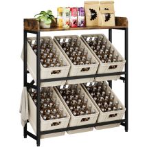Yaheetech Scaffale Portabottiglie Da Cucina 3 Ripiani Scaffale Multifunzionale In Legno E Metallo Organizer Per Birra/verdure/condimenti 104x33x119,5 